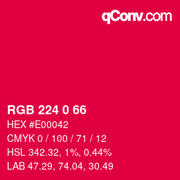 カラーコード: RGB 224 0 66 | qconv.com