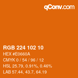 Color code: RGB 224 102 10 | qconv.com