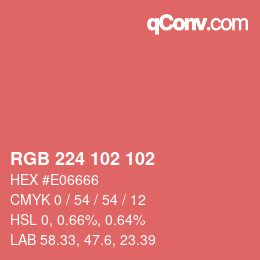 Color code: RGB 224 102 102 | qconv.com
