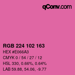 Color code: RGB 224 102 163 | qconv.com