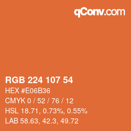 Farbcode: RGB 224 107 54 | qconv.com