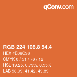 カラーコード: RGB 224 108.8 54.4 | qconv.com