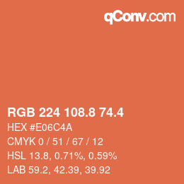 カラーコード: RGB 224 108.8 74.4 | qconv.com