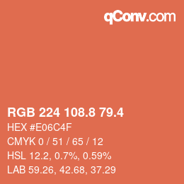 カラーコード: RGB 224 108.8 79.4 | qconv.com