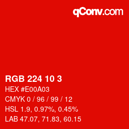 Color code: RGB 224 10 3 | qconv.com