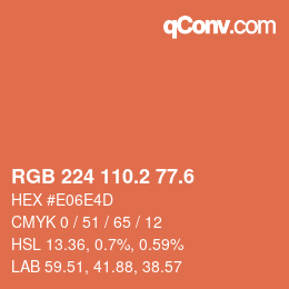 カラーコード: RGB 224 110.2 77.6 | qconv.com