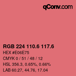 カラーコード: RGB 224 110.6 117.6 | qconv.com