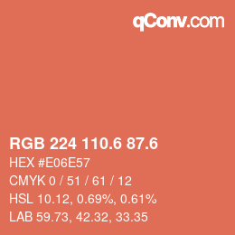 カラーコード: RGB 224 110.6 87.6 | qconv.com