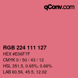 カラーコード: RGB 224 111 127 | qconv.com