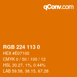 Color code: RGB 224 113 0 | qconv.com