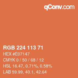 Color code: RGB 224 113 71 | qconv.com