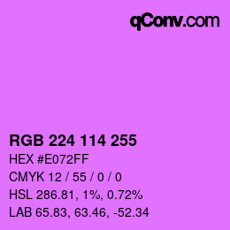 Color code: RGB 224 114 255 | qconv.com