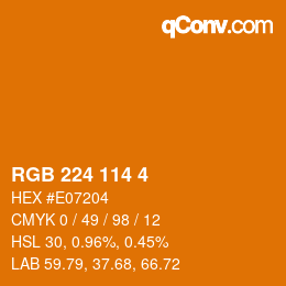 カラーコード: RGB 224 114 4 | qconv.com
