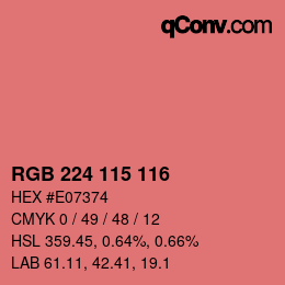 Color code: RGB 224 115 116 | qconv.com