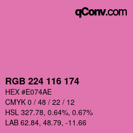 Color code: RGB 224 116 174 | qconv.com