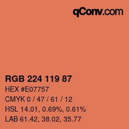 Farbcode: RGB 224 119 87 | qconv.com