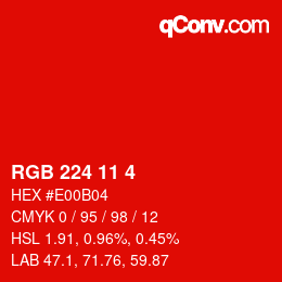 Color code: RGB 224 11 4 | qconv.com