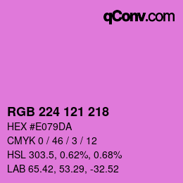 カラーコード: RGB 224 121 218 | qconv.com