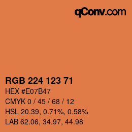 Color code: RGB 224 123 71 | qconv.com