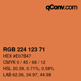 Color code: RGB 224 123 71 | qconv.com