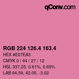 カラーコード: RGB 224 126.4 163.4 | qconv.com