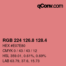 カラーコード: RGB 224 126.8 128.4 | qconv.com