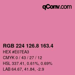 カラーコード: RGB 224 126.8 163.4 | qconv.com