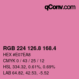 カラーコード: RGB 224 126.8 168.4 | qconv.com