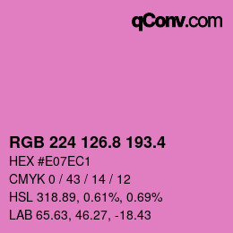 カラーコード: RGB 224 126.8 193.4 | qconv.com