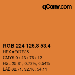 カラーコード: RGB 224 126.8 53.4 | qconv.com