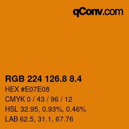 カラーコード: RGB 224 126.8 8.4 | qconv.com