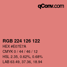 カラーコード: RGB 224 126 122 | qconv.com