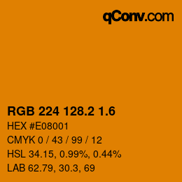 カラーコード: RGB 224 128.2 1.6 | qconv.com