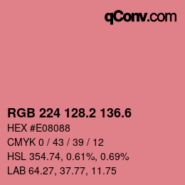 カラーコード: RGB 224 128.2 136.6 | qconv.com