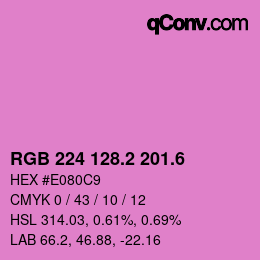 カラーコード: RGB 224 128.2 201.6 | qconv.com