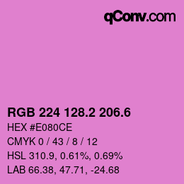 カラーコード: RGB 224 128.2 206.6 | qconv.com