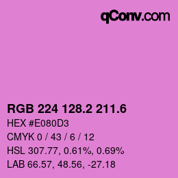 カラーコード: RGB 224 128.2 211.6 | qconv.com