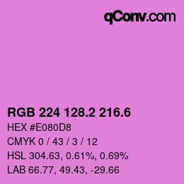 カラーコード: RGB 224 128.2 216.6 | qconv.com