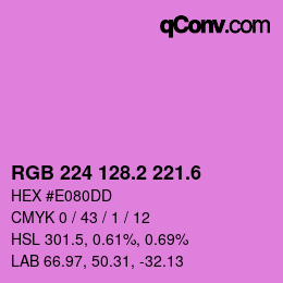 カラーコード: RGB 224 128.2 221.6 | qconv.com