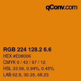 カラーコード: RGB 224 128.2 6.6 | qconv.com