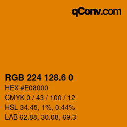 カラーコード: RGB 224 128.6 0 | qconv.com