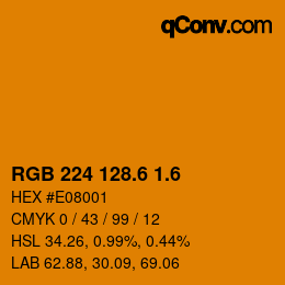 カラーコード: RGB 224 128.6 1.6 | qconv.com