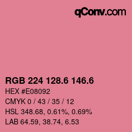 カラーコード: RGB 224 128.6 146.6 | qconv.com