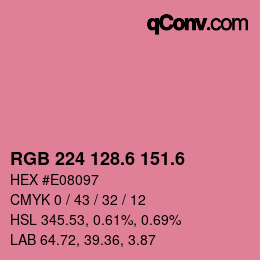 カラーコード: RGB 224 128.6 151.6 | qconv.com
