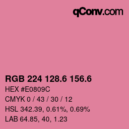 カラーコード: RGB 224 128.6 156.6 | qconv.com
