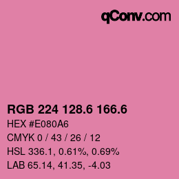 カラーコード: RGB 224 128.6 166.6 | qconv.com