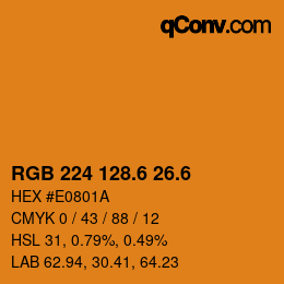 カラーコード: RGB 224 128.6 26.6 | qconv.com