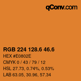 カラーコード: RGB 224 128.6 46.6 | qconv.com
