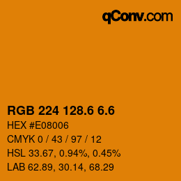 カラーコード: RGB 224 128.6 6.6 | qconv.com