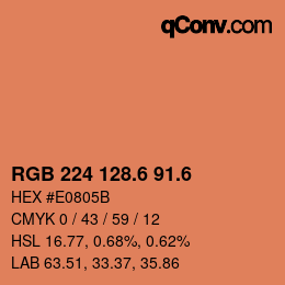 カラーコード: RGB 224 128.6 91.6 | qconv.com
